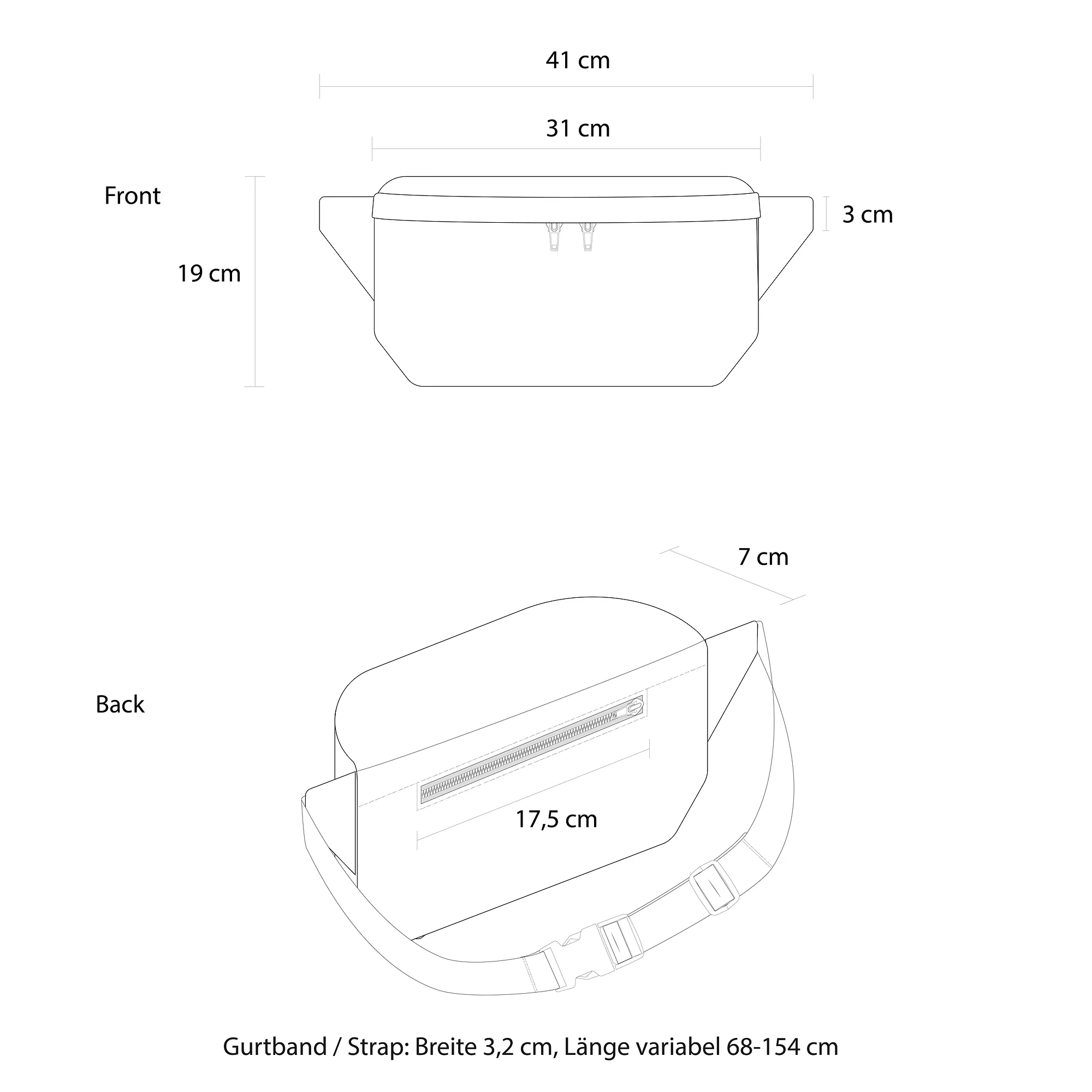 Bauchtasche Groß Eckig Cord Farbtrio - Image 16