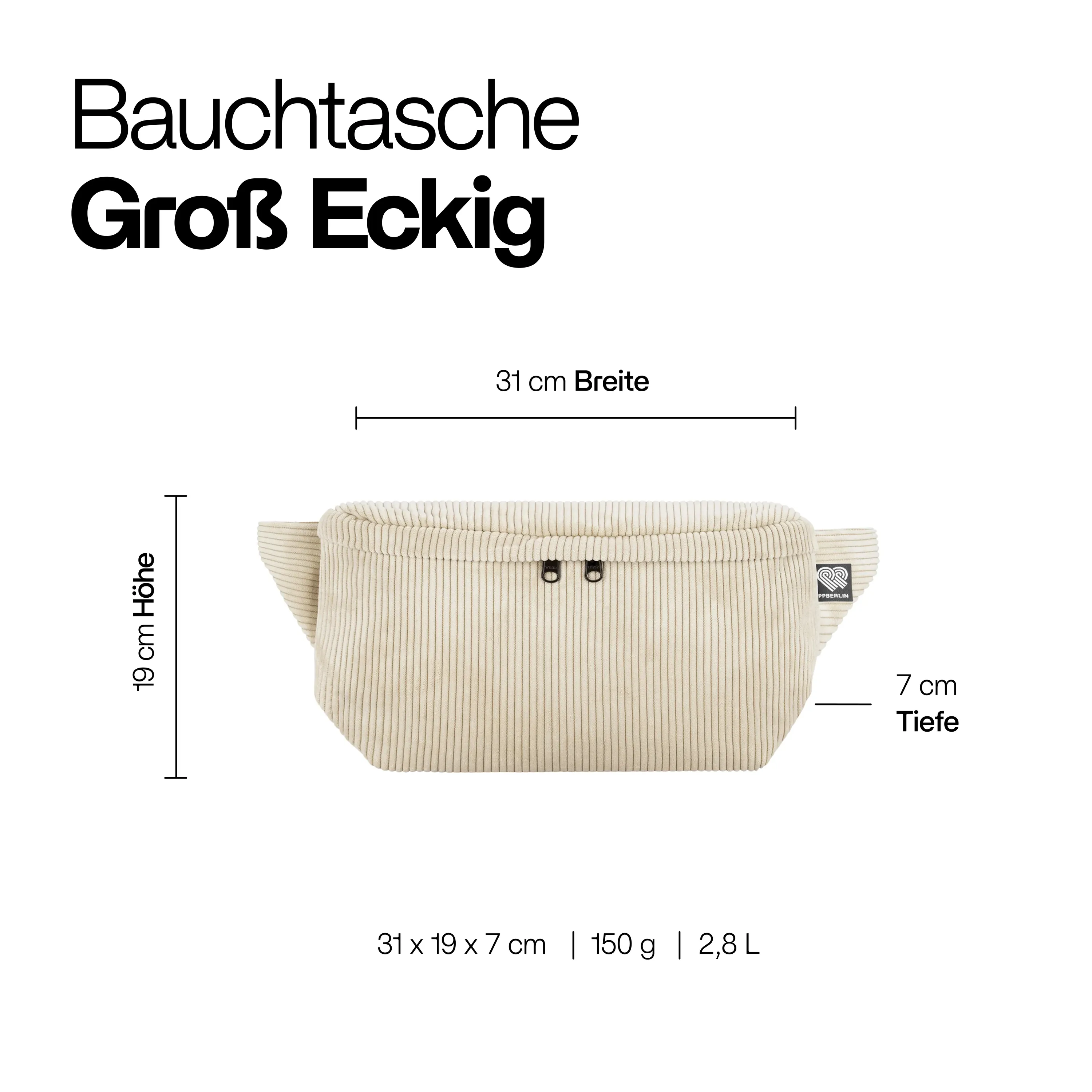 Bauchtasche Groß Eckig Samt - Image 8